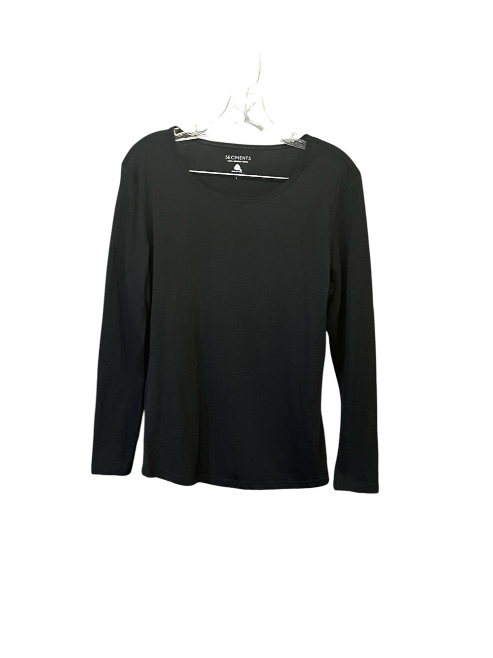 Segments Merino Wool Long Sleeve Top Women’s L Black Base Layer Shirt Soft